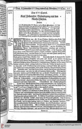 XVI. Capitel / Keys. Friderichs / Befriedigung mit dem Reichsfürsten