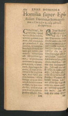 Homilia super Epistolam Dominicae Septuagesimae - Quinquagesimae.