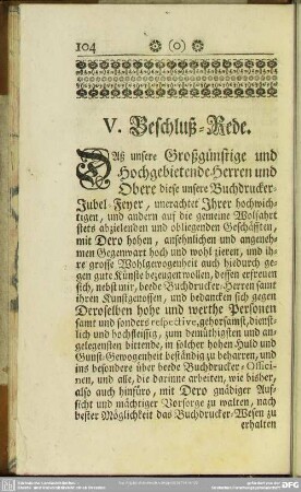 V. Beschluß-Rede