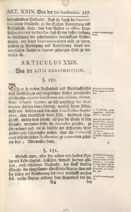 Articulus XXIX. Von der Litis Reassumtion.