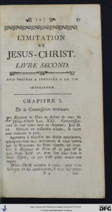 Livre Second. Avis Propre A Conduire A La Vie Interieure.