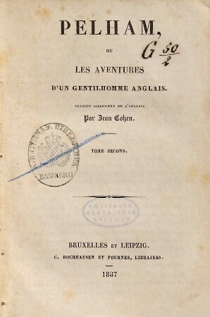 Pelham, ou Les aventures d'un gentilhomme anglais, 2