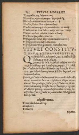 Tituli Constitutionum Extravagantium.