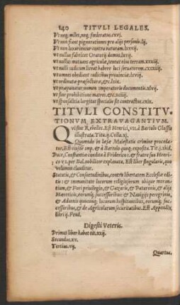 Tituli Constitutionum Extravagantium.