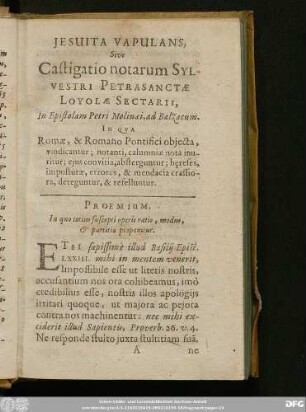 Proemium. In quo totius suscepti operis ratio, modus & partitio proponitur.