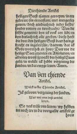 Van den thiende Artikel.