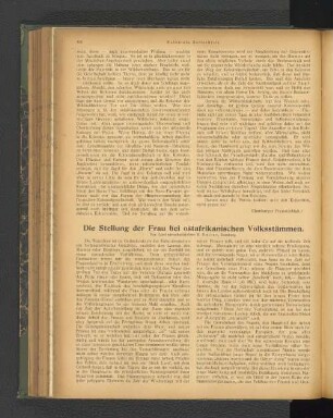 Die Stellung der Frau bei ostafrikanischen Volksstämmen.