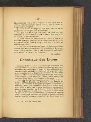 Chronique des Livres.