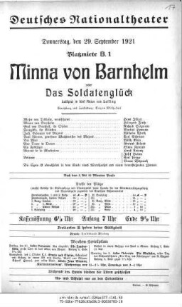 Minna von Barnhelm oder Das Soldatenglück