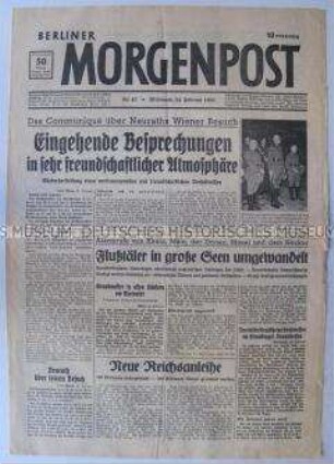 Tageszeitung "Berliner Morgenpost" zum Besuch von Außenminister von Neurath in Österreich