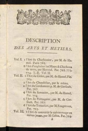 1-5, Description Des Arts Et Metiers.