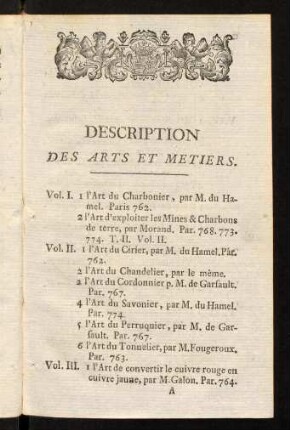 1-5, Description Des Arts Et Metiers.