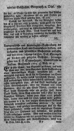 Topographische und chronologische Beschreibung der pommerschen Kauf- und Handelsstadt Anklam.