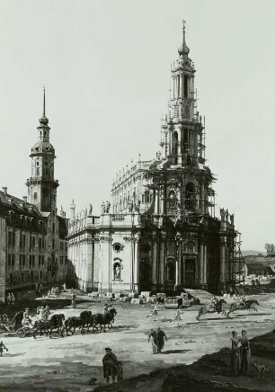 Dresden vom linken Elbufer oberhalb des Altstädter Brückenkopfes