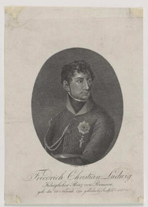 Bildnis des Friedrich Christian Ludwig, Königlicher Prinz von Preussen