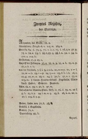 Zweytes Register, der Materien.
