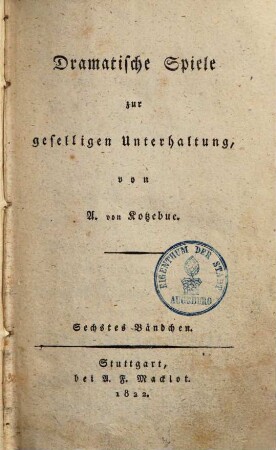 Dramatische Spiele zur geselligen Unterhaltung, 6