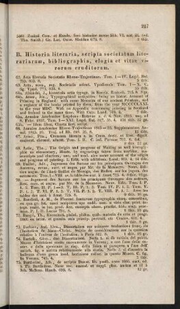 B. Libri ad historiam literariam pertinentes.