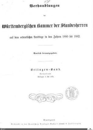 2,17: Landtag Württemberg - Kammer 1, Beilagen 1880-1882