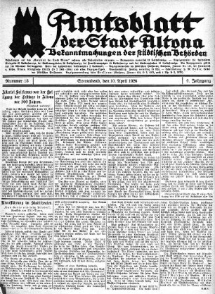 Nummer 15 : Sonnabend, den 10. April 1926