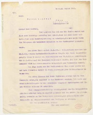 Brief an Erwin Lendvai : 04.08.1921