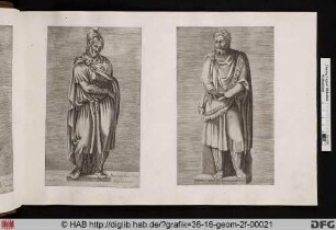 Rechts: Statue eines gefangenen Herrschers aus der Sammlung Cesi.