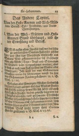 Das Andere Capitel. Von der Heb-Ammen und Weh-Müttern Beruff, ...