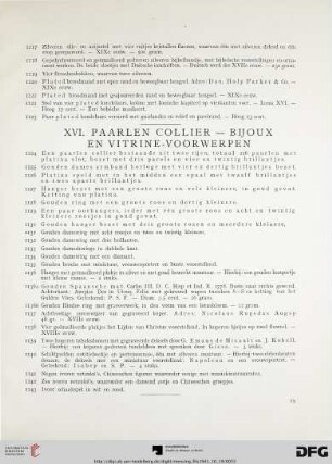XVI. Paarlen collier – bijoux – en vitrine-voorwerpen (Nr. 1124-1143)