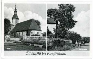 Schönfeld. bei Großenhain, Kirche und Dorfstraße