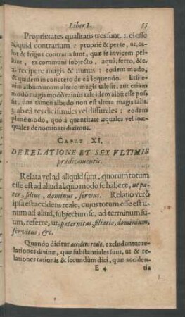 Caput XI. De Relatione Et Sex Ultimis praedicamentis.