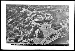 Dresden, Zwinger und Theaterplatz mit Semperoper, Luftbild