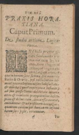 Praxis Horatiana. Caput Primum. De studio artium Logicarum.