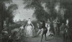 Tanz unter Bäumen : Pater, Jean-Baptiste François: Tanz unter Bäumen. Öl auf Nußbaumholz; 25,5 x 38,5 cm. Dresden: Gemäldegalerie Alte Meister 788