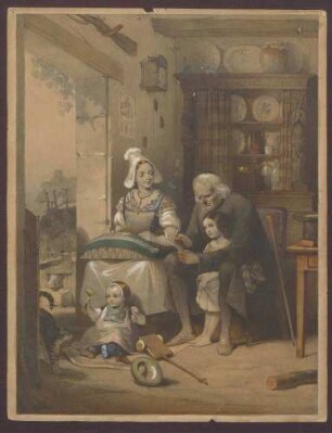 Familienszene in einem ländlichen Haus
