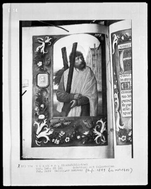Gebetbuch mit Kalendarium — Der heilige Andreas, Folio 201verso