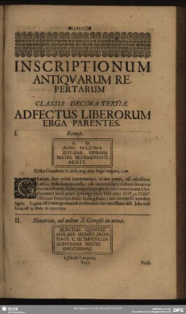 Classis Decima Tertia. Adfectus Liberorum Erga Parentes