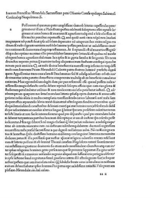 Ioannes Franciscus Mirandula Sacratissimo patri Oliuerio Carafæ episcopo Sabinensi Cardinaliq[ue] Neapolitano. S.
