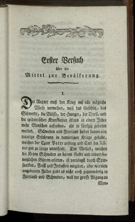 I. - V. Die Verehlichung muß so viel möglich befördert und erleichert werden.
