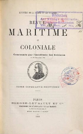 Revue maritime et coloniale. 59. 1878