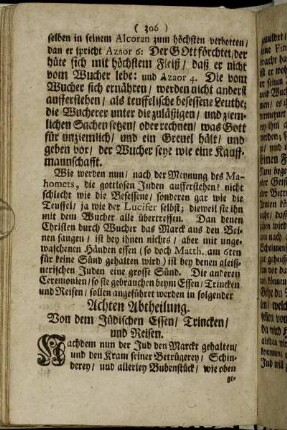 ...Achten Abtheilung. Von dem Jüdischen Essen/ Trincken/ und Reisen.