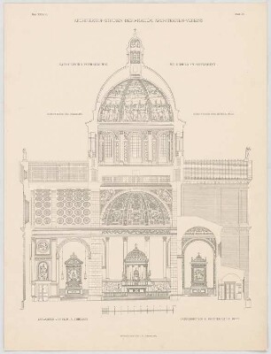 Thiersch, August ; München - Schwabing; Kath. Pfarrkirche St. Ursula - Querschiff, Seitenkapelle (Schnitt)