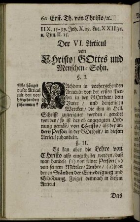 Der VI. Articul von Christo, Gottes und Menschen-Sohn
