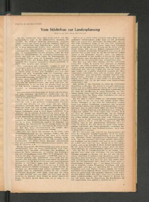 Vom Städtebau zur Landesplanung