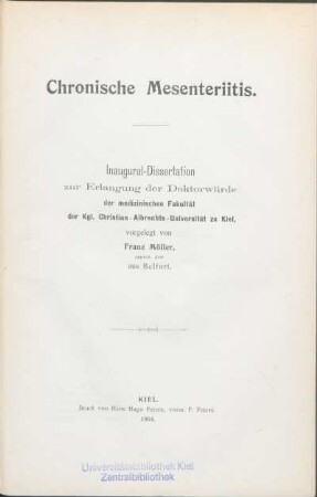 Chronische Mesenteriitis