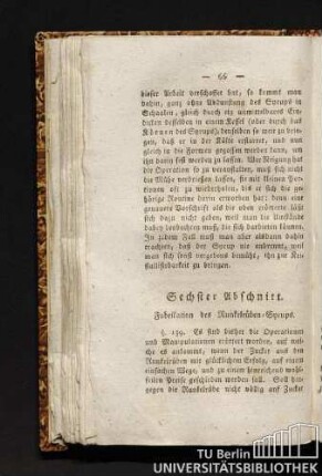 Sechster Abschnitt. Fabrikation des Runkelrüben-Syrups.