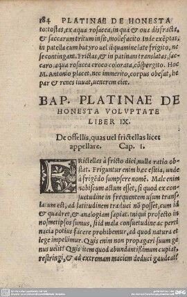 BAP. PLATINAE DE HONESTA VOLUPTATE LIBER IX.