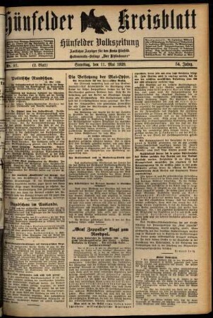 Zweite Ausgabe vom Samstag, den 11. Mai 1929.