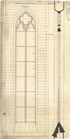 Schmidt, Heinrich von; Kaiserslautern; Marienkirche - Chorfenster (Aufriss, Schnitt)