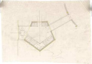 Schneider - Esleben, Paul; Düsseldorf, Rochusmarkt 5; Kath. Kirche St. Rochus - Apsis, Hauptraum und Verbindungsgang (Grundriss)