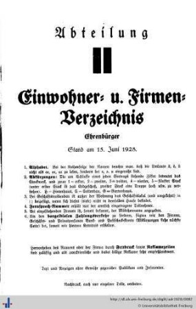 Abteilung II. Einwohner- und Firmenverzeichnis.
